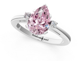 White gold Fancy Pink Pear  Cut Three-Stone Solitaire Ring with Round Accent Diamonds and Four-Prong Setting_21