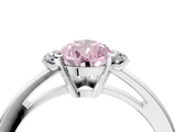 White gold Fancy Pink Pear  Cut Three-Stone Solitaire Ring with Round Accent Diamonds and Four-Prong Setting_24