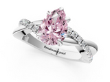 White gold Fancy Pink Pear  Cut Twist Band Solitaire Diamond Ring with Pavé Setting_4