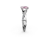 White gold Fancy Pink Pear  Cut Twist Band Solitaire Diamond Ring with Pavé Setting_5