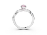 White gold Fancy Pink Pear  Cut Twist Band Solitaire Diamond Ring with Pavé Setting_6