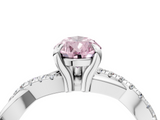 White gold Fancy Pink Pear  Cut Twist Band Solitaire Diamond Ring with Pavé Setting_7