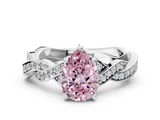 White gold Fancy Pink Pear  Cut Twisted Pavé Band Solitaire Ring with Four-Prong Setting_55