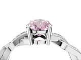 White gold Fancy Pink Pear  Cut Twisted Pavé Band Solitaire Ring with Four-Prong Setting_59