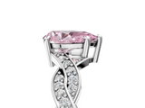 White gold Fancy Pink Pear  Cut Twisted Pavé Band Solitaire Ring with Four-Prong Setting_60