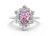 White gold Fancy Pink Pear  Diamond Cluster Halo Ring with Solitaire Band and Four-Prong Setting_19