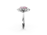 White gold Fancy Pink Pear  Diamond Cluster Halo Ring with Solitaire Band and Four-Prong Setting_22