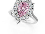 White gold Fancy Pink Pear  Diamond Cluster Halo Solitaire with Four-Prong Setting_102