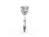 White gold Fancy Pink Pear  Diamond Cluster Leaf Design Ring with Prong Setting_55