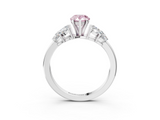 White gold Fancy Pink Pear  Diamond Cluster Leaf Design Ring with Prong Setting_56