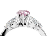White gold Fancy Pink Pear  Diamond Cluster Leaf Design Ring with Prong Setting_57