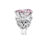 White gold Fancy Pink Pear  Diamond Cluster Leaf Design Ring with Prong Setting_58