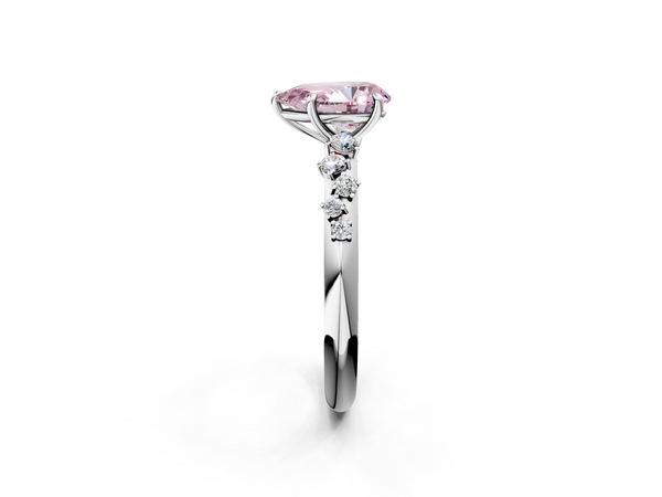 White gold Fancy Pink Pear  Diamond Cluster Prong-Set Solitaire Ring
