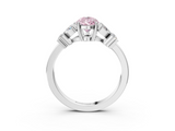 White gold Fancy Pink Pear  Diamond Floral Cluster Ring with Solitaire Band and Prong Setting_51