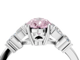 White gold Fancy Pink Pear  Diamond Floral Cluster Ring with Solitaire Band and Prong Setting_52