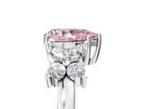 White gold Fancy Pink Pear  Diamond Floral Cluster Ring with Solitaire Band and Prong Setting_53