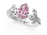 White gold Fancy Pink Pear  Diamond Floral Vine Solitaire Engagement Ring_4
