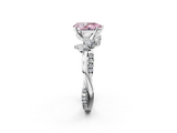 White gold Fancy Pink Pear  Diamond Floral Vine Solitaire Engagement Ring_5