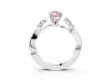 White gold Fancy Pink Pear  Diamond Floral Vine Solitaire Engagement Ring_6