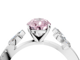 White gold Fancy Pink Pear  Diamond Floral Vine Solitaire Engagement Ring_7