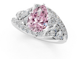 White gold Fancy Pink Pear  Diamond Halo Ring with Marquise and Pavé Band in Prong Setting_107