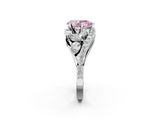 White gold Fancy Pink Pear  Diamond Halo Ring with Marquise and Pavé Band in Prong Setting_108