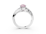White gold Fancy Pink Pear  Diamond Halo Ring with Marquise and Pavé Band in Prong Setting_109
