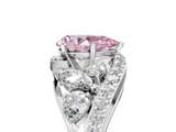 White gold Fancy Pink Pear  Diamond Halo Ring with Marquise and Pavé Band in Prong Setting_111