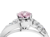 White gold Fancy Pink Pear  Diamond Halo Ring with Marquise and Pavé Band in Prong Setting_112