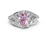White gold Fancy Pink Pear  Diamond Halo Ring with Marquise and Pavé Band in Prong Setting_115