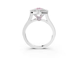 White gold Fancy Pink Pear  Diamond Halo Ring with Milgrain Frame and Pavé Band_74