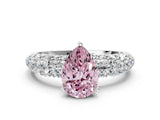 White gold Fancy Pink Pear  Diamond Pavé Band Solitaire Ring with Four-Prong Setting_49