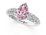 White gold Fancy Pink Pear  Diamond Pavé Band Solitaire Ring with Four-Prong Setting_50