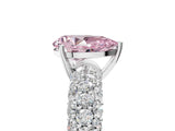 White gold Fancy Pink Pear  Diamond Pavé Band Solitaire Ring with Four-Prong Setting_54