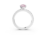 White gold Fancy Pink Pear  Diamond Pavé Band Solitaire with Four-Prong Setting_197