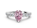 White gold Fancy Pink Pear  Diamond Pavé Band Solitaire with Four-Prong Setting_3