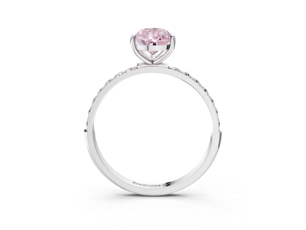 White gold Fancy Pink Pear  Diamond Pavé Band with Six-Prong Setting