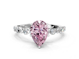 White gold Fancy Pink Pear  Diamond Prong Set Engagement Ring with Pave Band_204