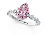 White gold Fancy Pink Pear  Diamond Prong Set Engagement Ring with Pave Band_205