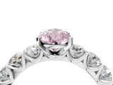 White gold Fancy Pink Pear  Diamond Prong Setting with Side Stones on a Pave Band_117