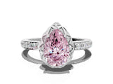 White gold Fancy Pink Pear  Diamond Solitaire Ring with Shared Prong Pavé Band_66