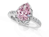 White gold Fancy Pink Pear  Diamond Solitaire Ring with Shared Prong Pavé Band_69