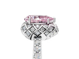 White gold Fancy Pink Pear  Diamond Solitaire Ring with Shared Prong Pavé Band_73
