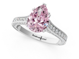 White gold Fancy Pink Pear  Diamond Solitaire with Pave Band and Six-Prong Setting_20