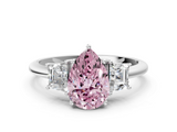 White gold Fancy Pink Pear  Diamond Three-Stone Ring with Trapezoid Side Stones and Prong Setting_17