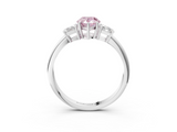 White gold Fancy Pink Pear  Diamond Three-Stone Ring with Trapezoid Side Stones and Prong Setting_20