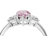 White gold Fancy Pink Pear  Diamond Three-Stone Ring with Trapezoid Side Stones and Prong Setting_21