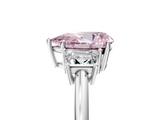 White gold Fancy Pink Pear  Diamond Three-Stone Ring with Trapezoid Side Stones and Prong Setting_22
