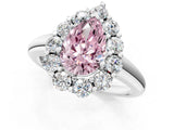 White gold Fancy Pink Pear  Halo Cluster Diamond Engagement Ring with Prong Setting and Polished Band_21