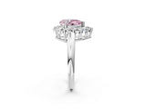 White gold Fancy Pink Pear  Halo Cluster Diamond Engagement Ring with Prong Setting and Polished Band_22
